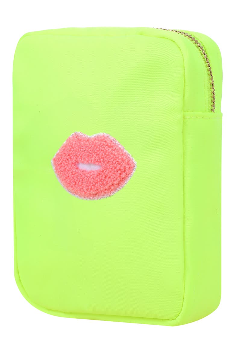 Mini Kiss Cosmetics Bag, Alternate, color, NEON YELLOW