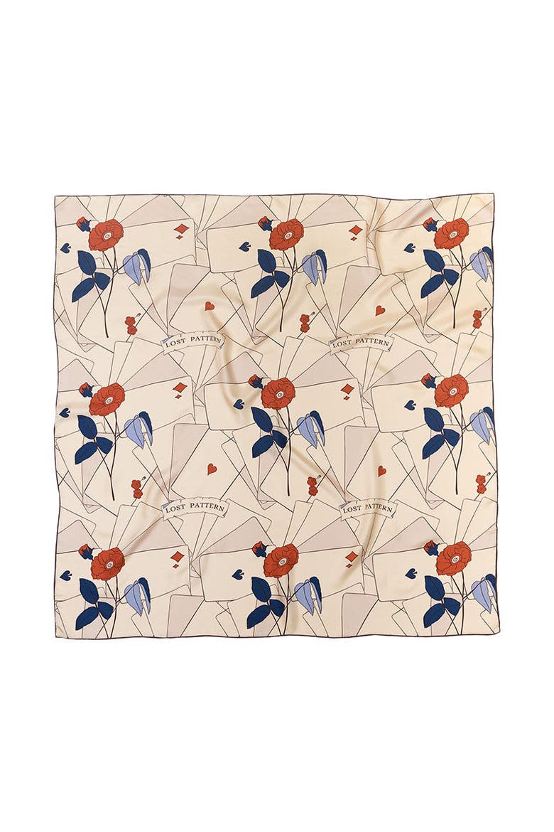 "Camellia" Large Silk Square Scarf, Main, color, Khaki