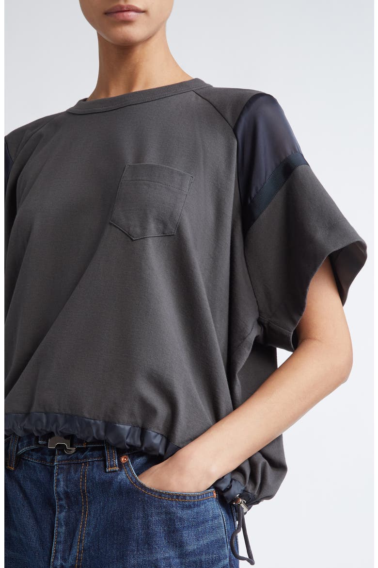 x Thomas Mason Paneled Mixed Media T-Shirt, Alternate, color, GRAY/ NAVY