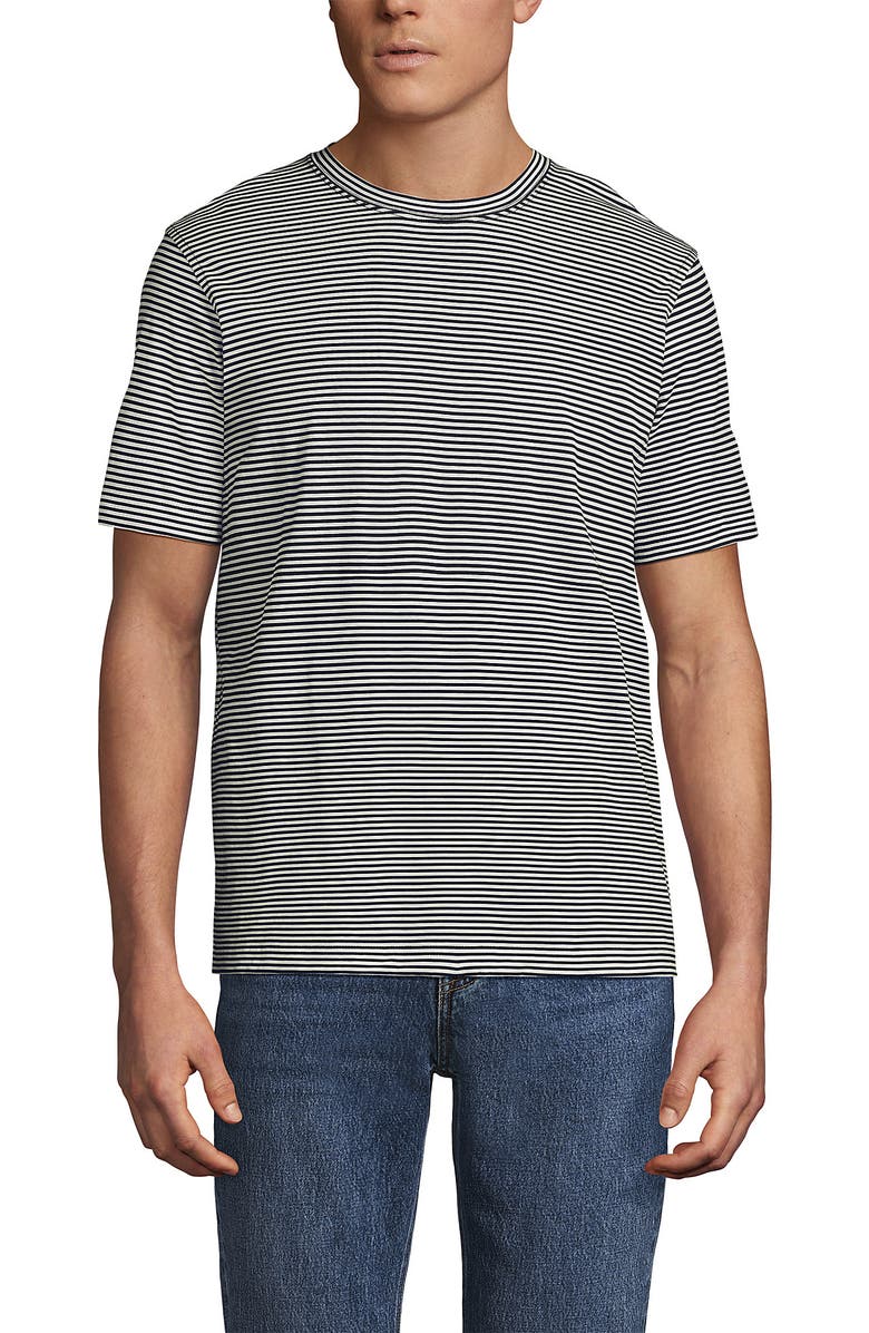 Lands' End Short Sleeve Cotton Supima Tee, Main, color, Black Micro Stripe