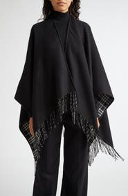 Burberry Reversible Open Front Wool Cape