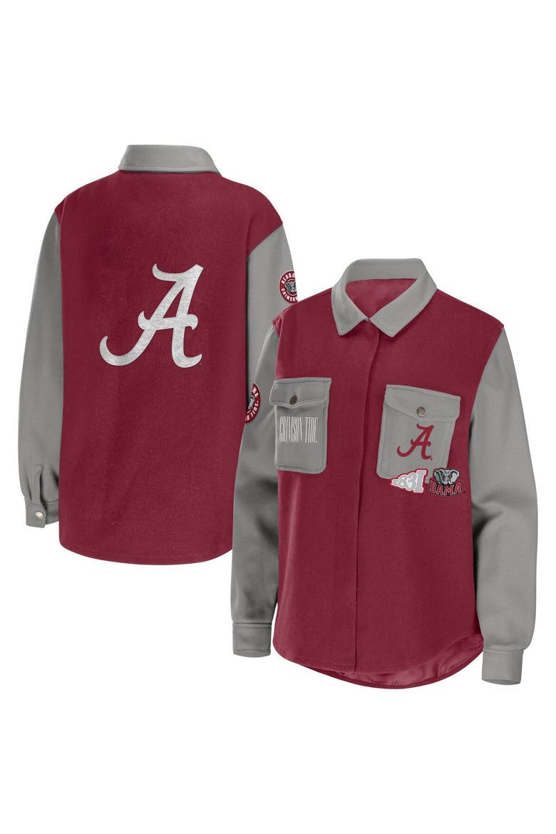 Women's WEAR by Erin Andrews Crimson Alabama Crimson Tide Button-Up Shirt Jacket, Main, color, Crimson