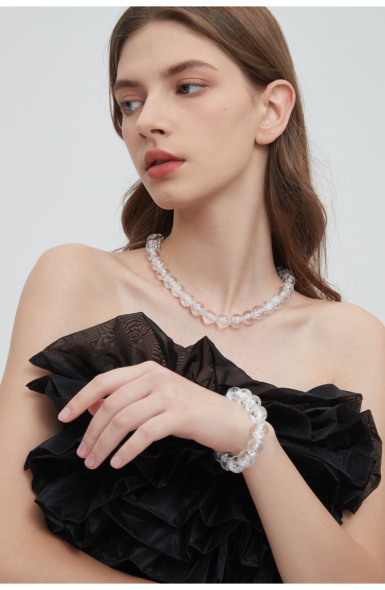 Classicharms Frostnova Azeztulite Clear Phantom Large Crystal Sphere Necklace-14mm, Alternate, color, Gold