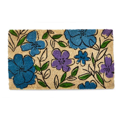 Sketched Flowers Coir Mat Multi Coir Everyday