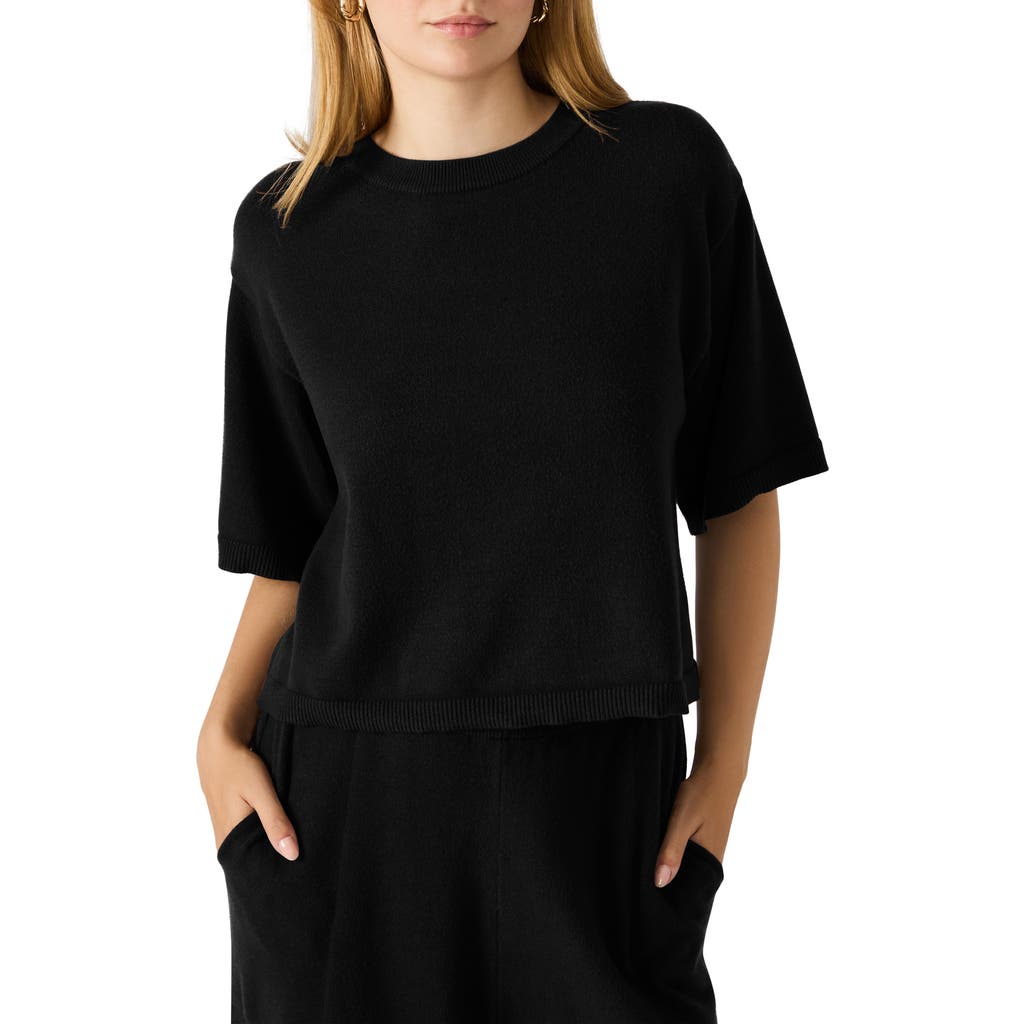 Steve Madden Kori Elbow Sleeve Crewneck Sweater In Black