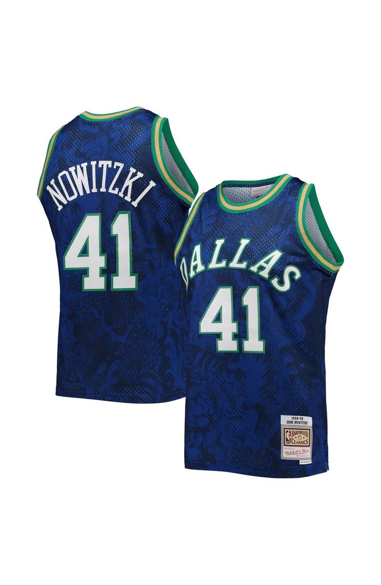 Mitchell & Ness Men's Mitchell & Ness Dirk Nowitzki Blue Dirk Nowitzki Hardwood Classics 1998/99 Lunar New Year Swingman Jersey, Main, color, 