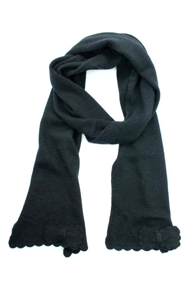 Portolano Scalloped Edge Scarf, Alternate, color, Black