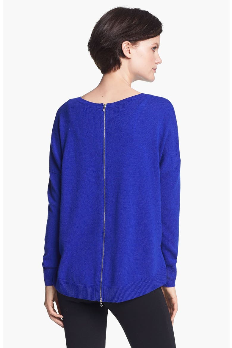 Back Zip Cashmere Sweater, Alternate, color, INDIA INK