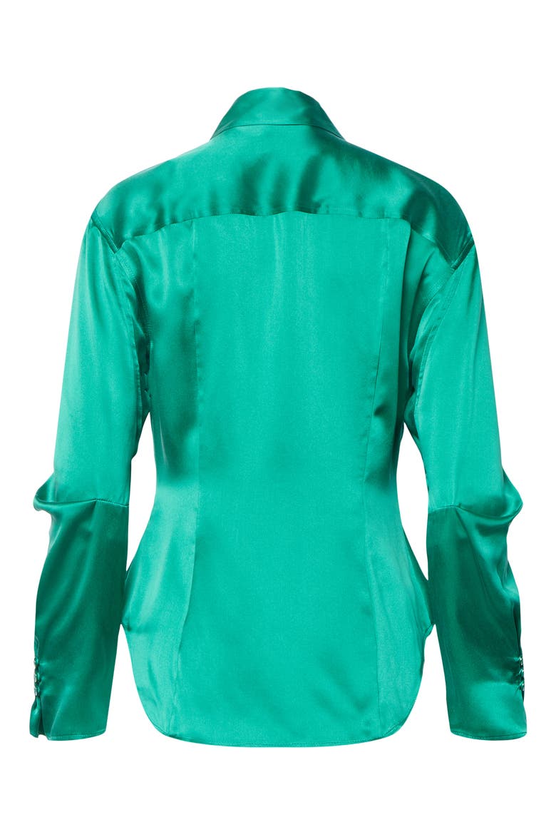 Bailey Silk Satin Button-Up Shirt, Alternate, color, MEADOW