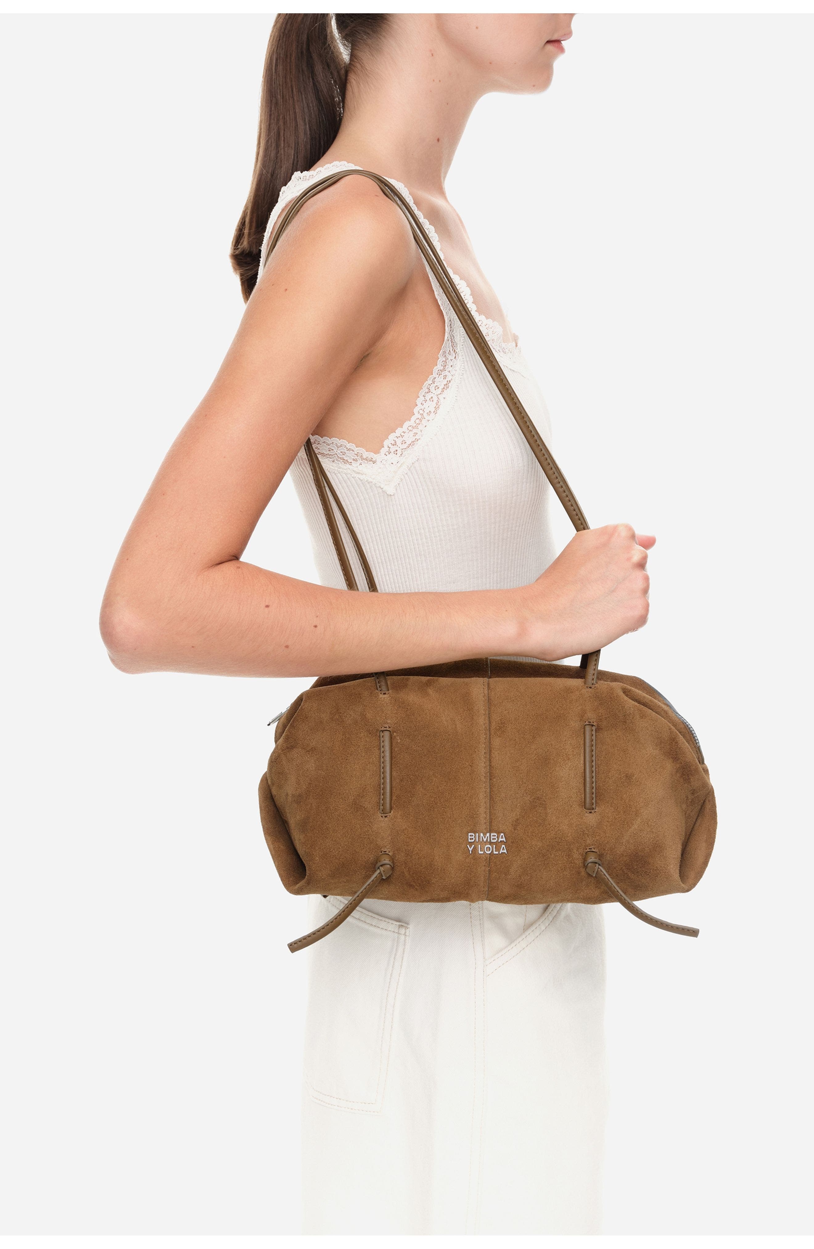 Suede Lolita Shoulder Bag, Alternate, color, DARK OLIVE