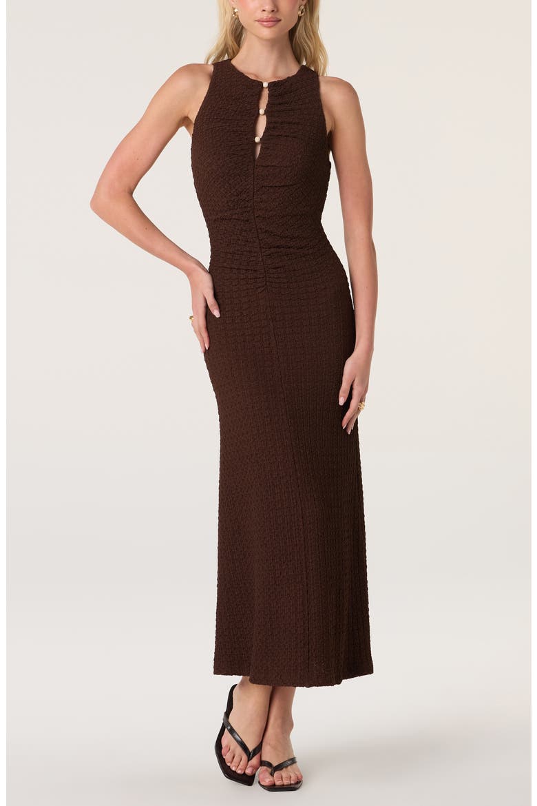 Skyla Sleeveless Midi Dress, Alternate, color, BROWN