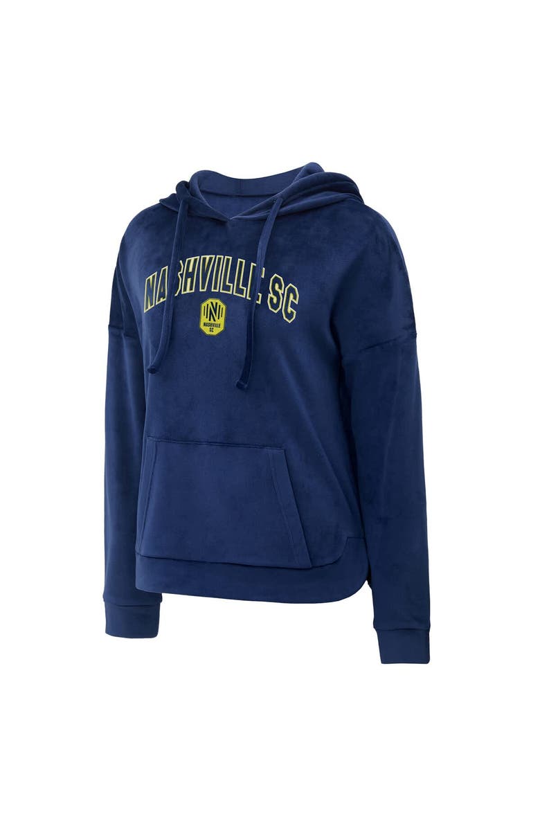 CONCEPTS SPORT Women's Concepts Sport Navy Nashville SC Intermission Velour Pullover Hoodie, Main, color, 