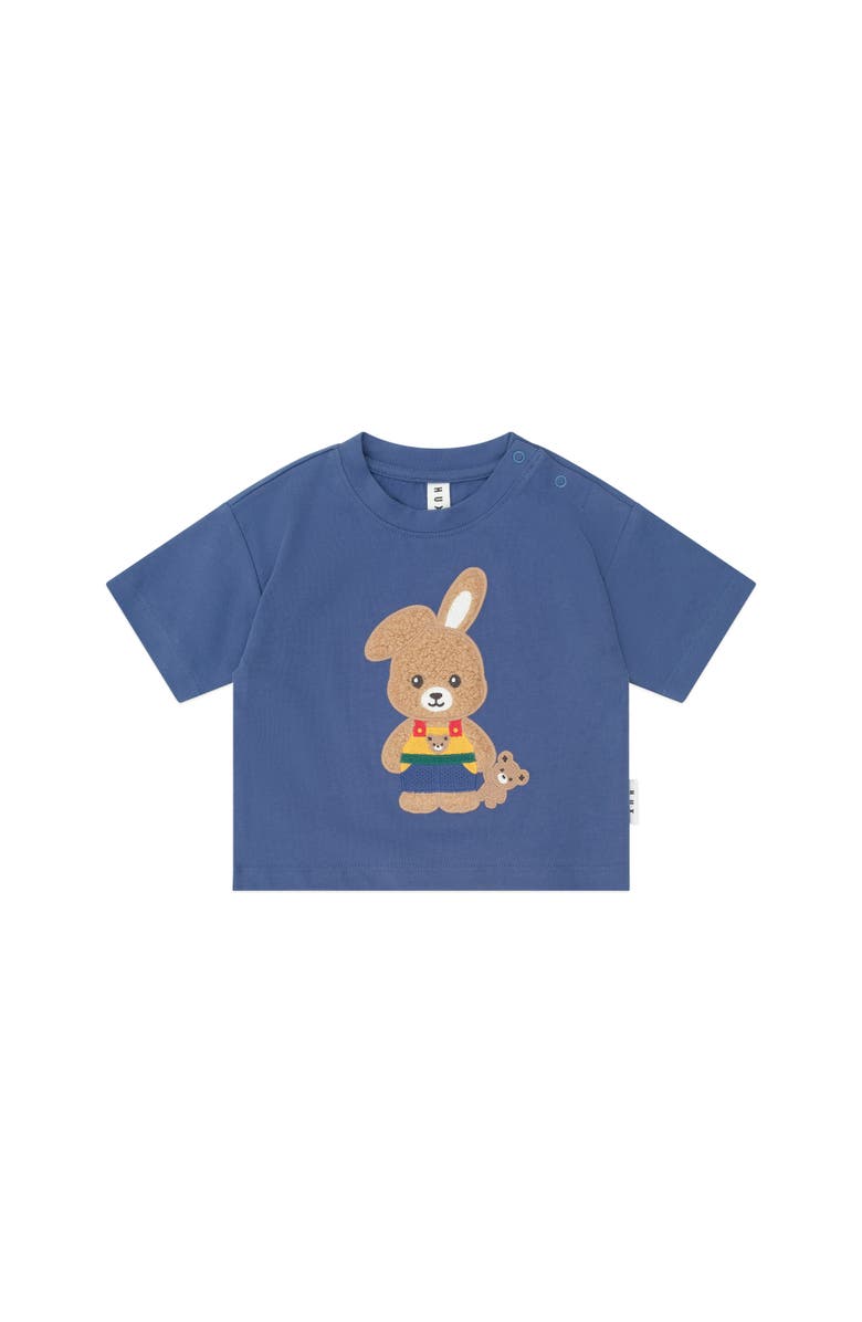 Huxbaby Colour Block Bunny Tee, Main, color, Vintage Blue