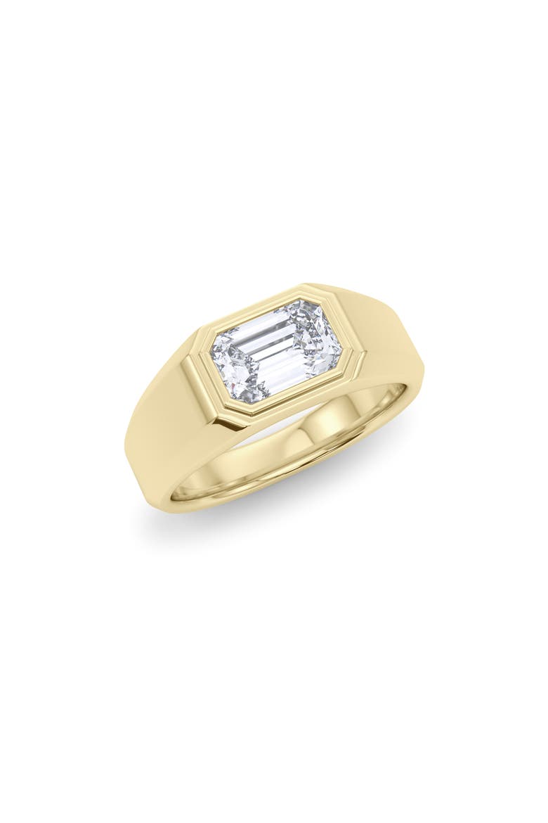 Men's Emerald-Cut Lab Grown Diamond Signet Ring, Main, color, 18K YELLOW GOLD