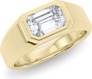 HauteCarat Men's Emerald-Cut Lab Grown Diamond Signet Ring