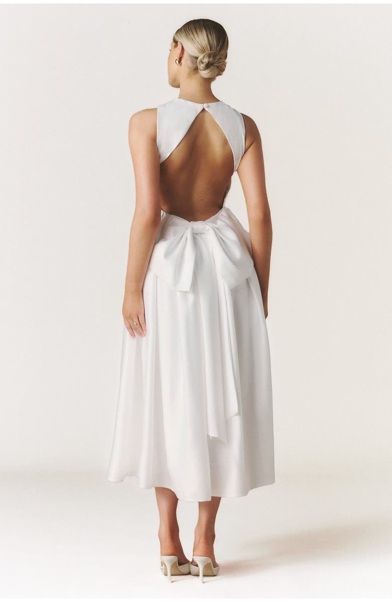Six Stories Penelope Bow Back Midi Dress, Alternate, color, White