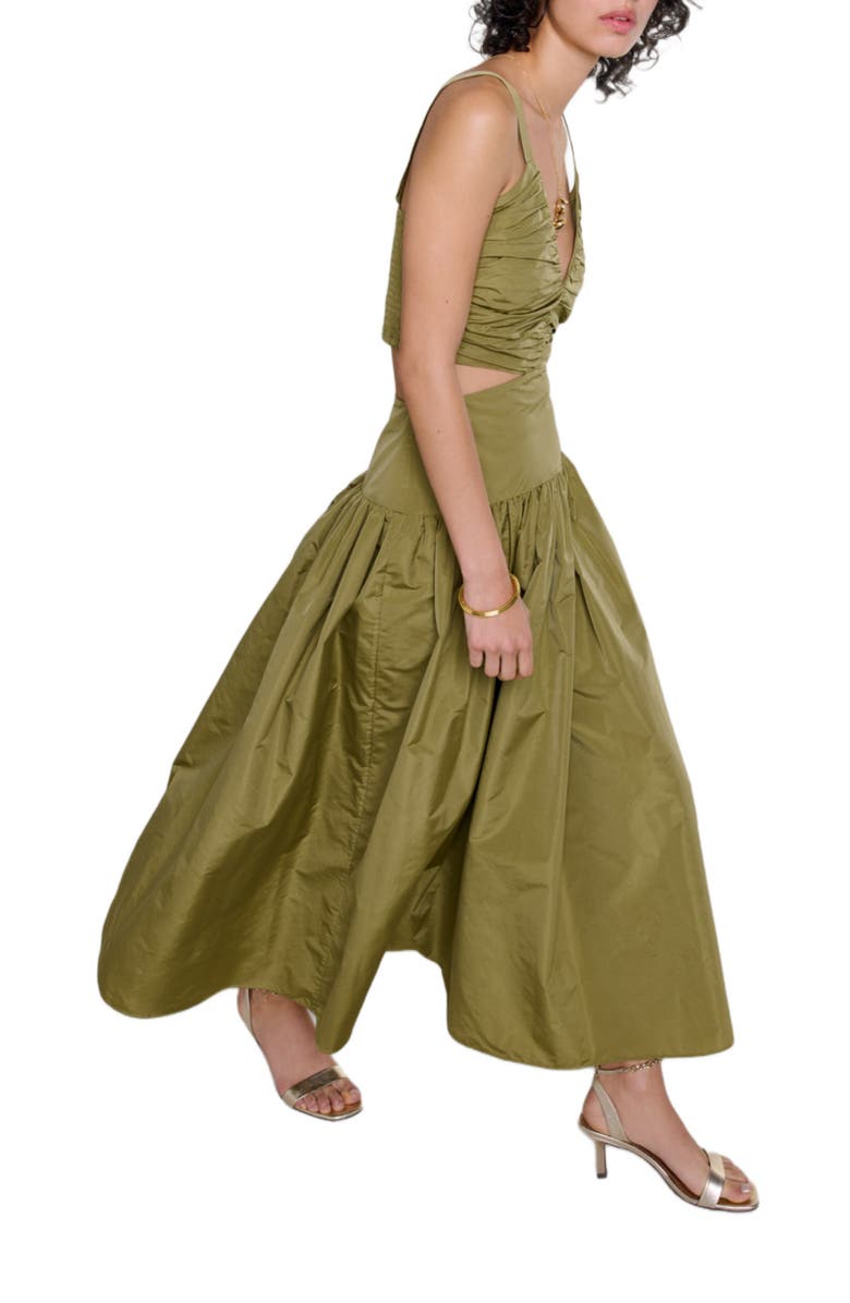 maje Cutaway taffeta dress, Alternate, color, 
