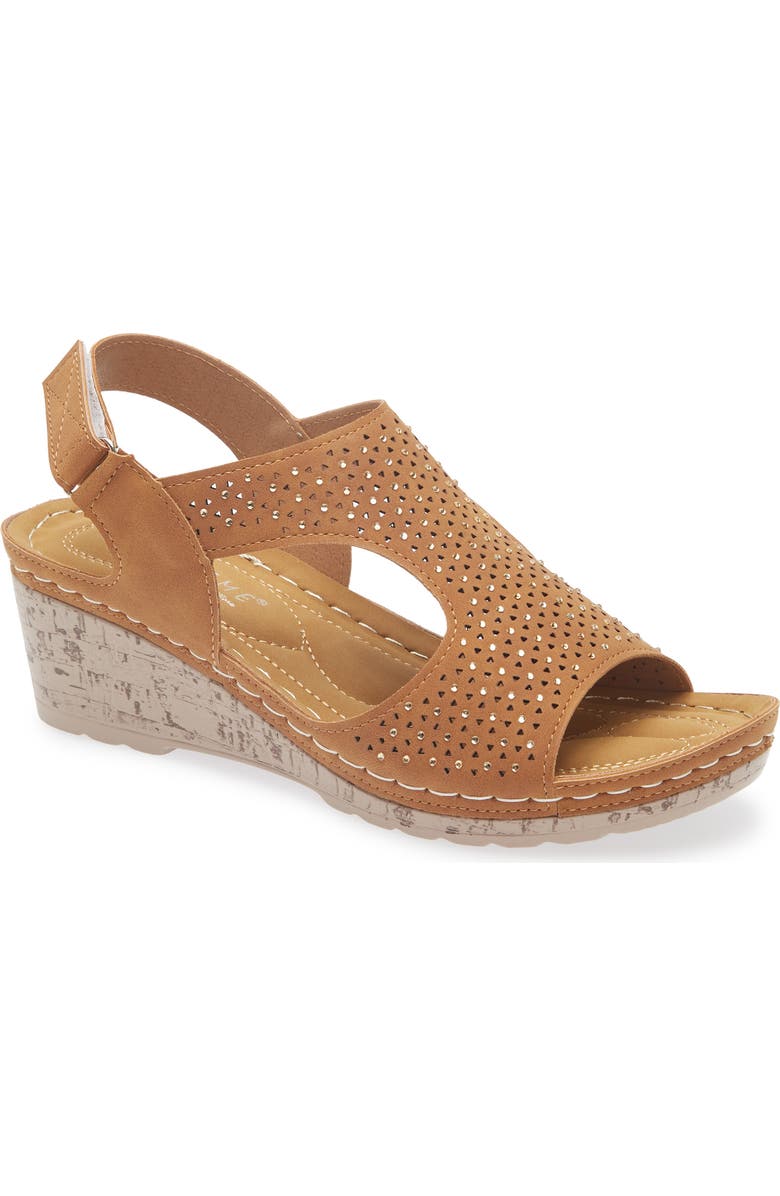 EXTREME BY EDDIE MARC Wedge Slingback Sandal, Main, color, Tan