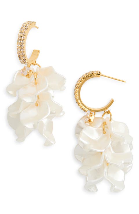 Karina Cubic Zirconia Petal Drop Hoop Earrings