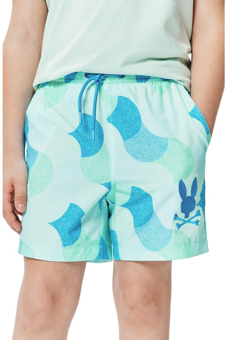 Kids' Ethan Allover Print Swim Trunks, Alternate, color, CABBAGE