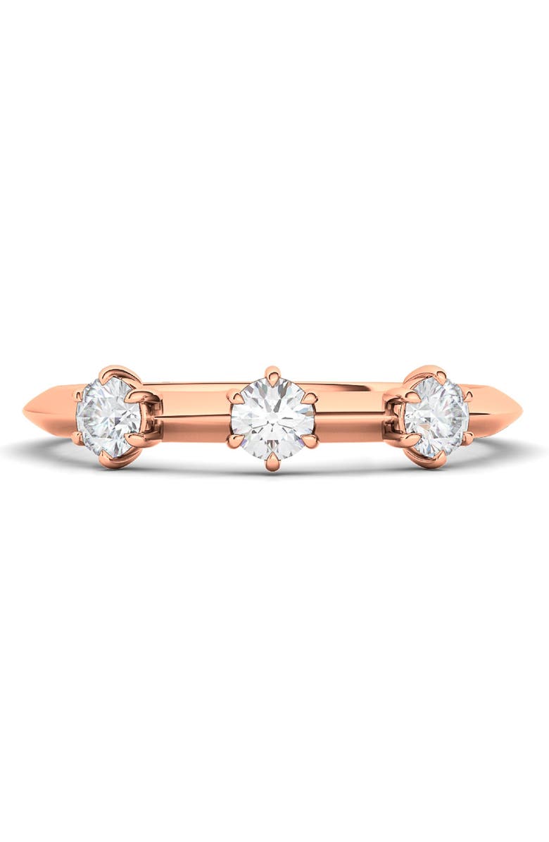 HauteCarat Kismet Lab Created Three Diamond 14K Gold Band, Alternate, color, 
