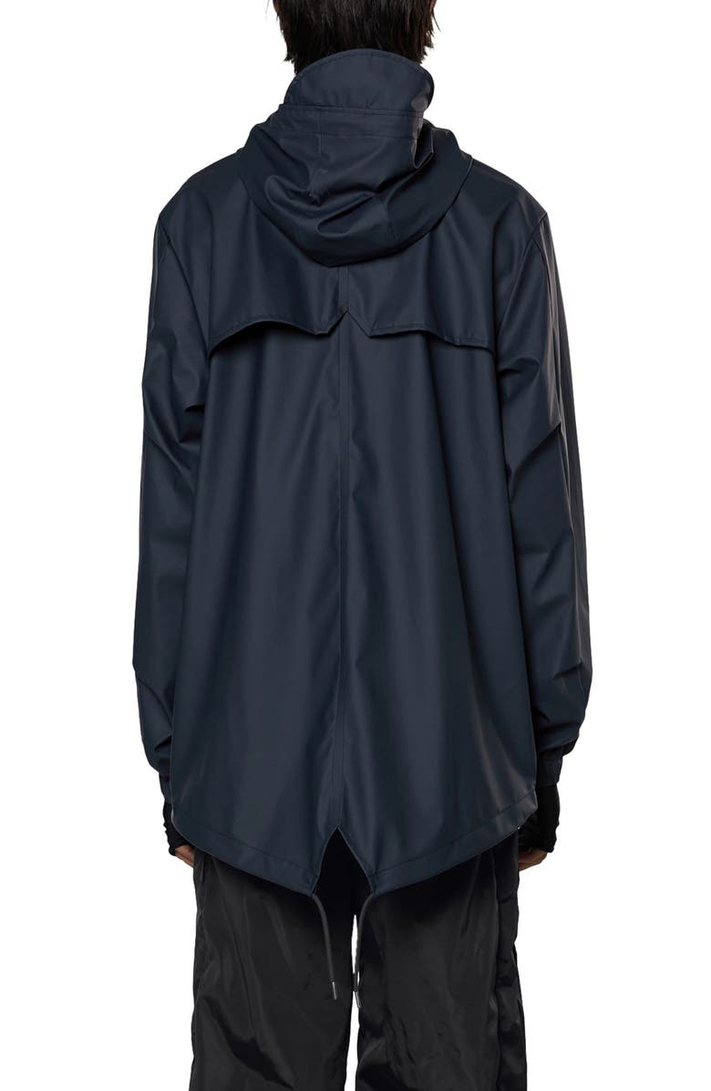 Rains Fishtail Hooded Waterproof Rain Jacket, Alternate, color, Navy