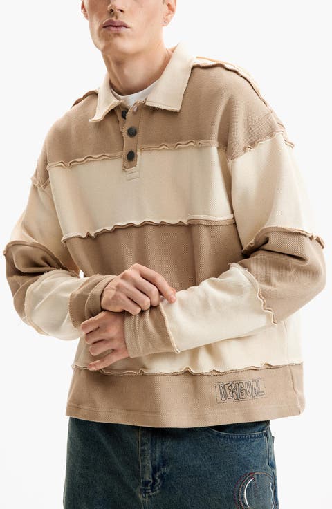 Raw Edge Long Sleeve Polo