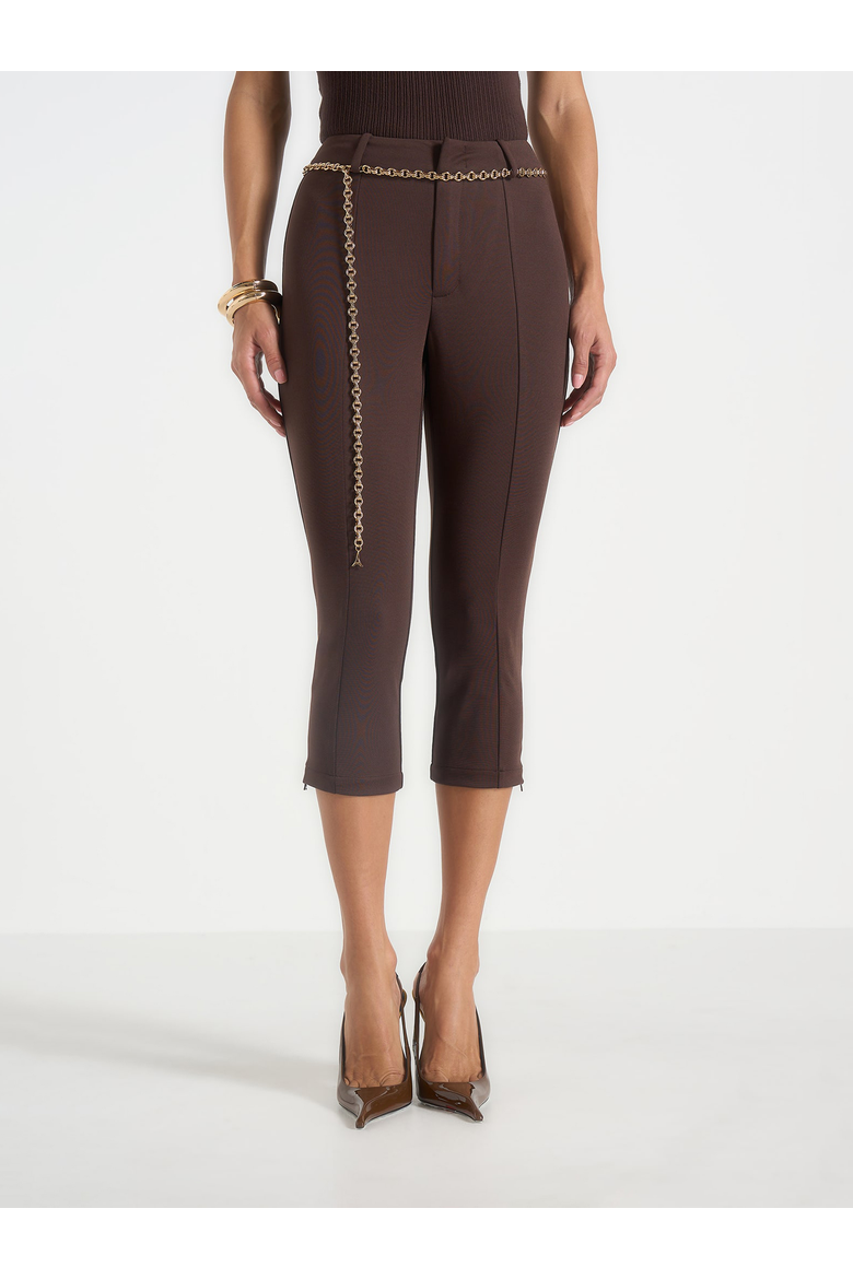 Una Capri Leggings, Alternate, color, Brown