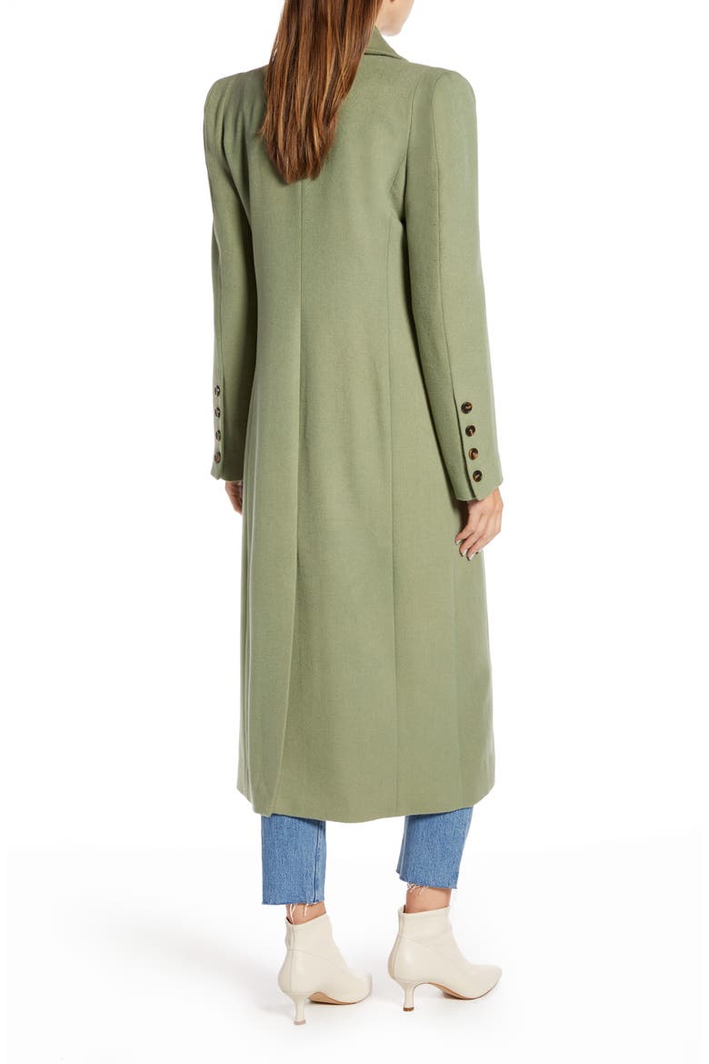 Long Double Breasted Coat (Nordstrom Exclusive), Alternate, color, OLIVE ACORN