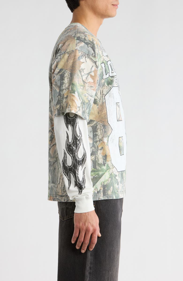 PacSun Division 80 Layered Cotton Graphic T-Shirt, Alternate, color, Camouflage