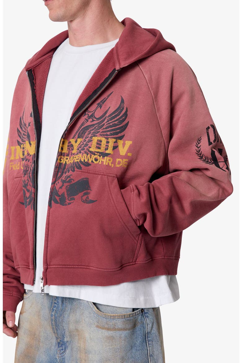Washed Infantry Cotton Zip-Up Hoodie, Alternate, color, RED