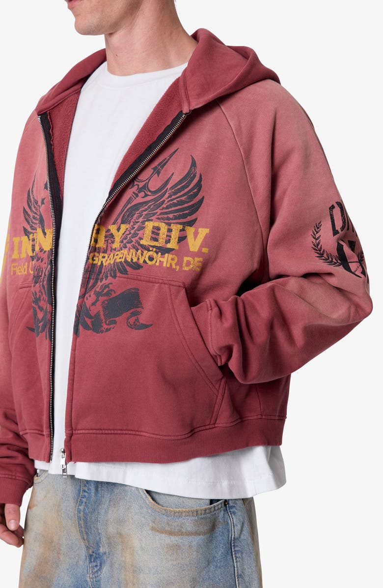 mnml Washed Infantry Cotton Zip-Up Hoodie, Alternate, color,
