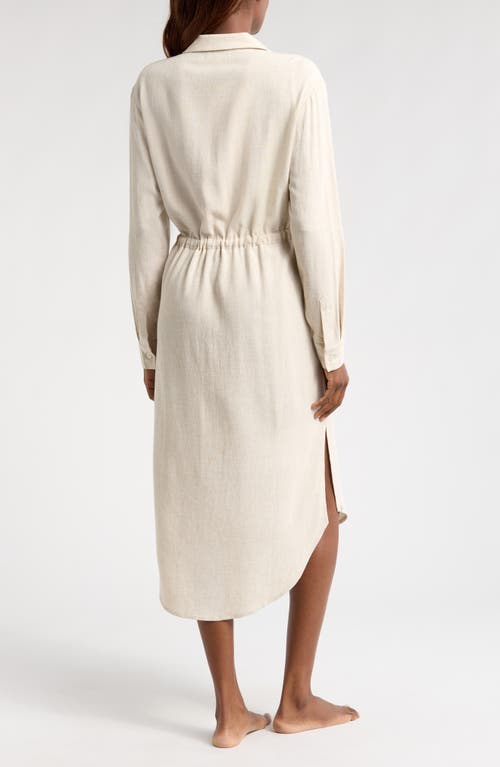 Shop Barefoot Dreams Malibu Collection® Long Sleeve Sleep Shirtdress In He Bisque