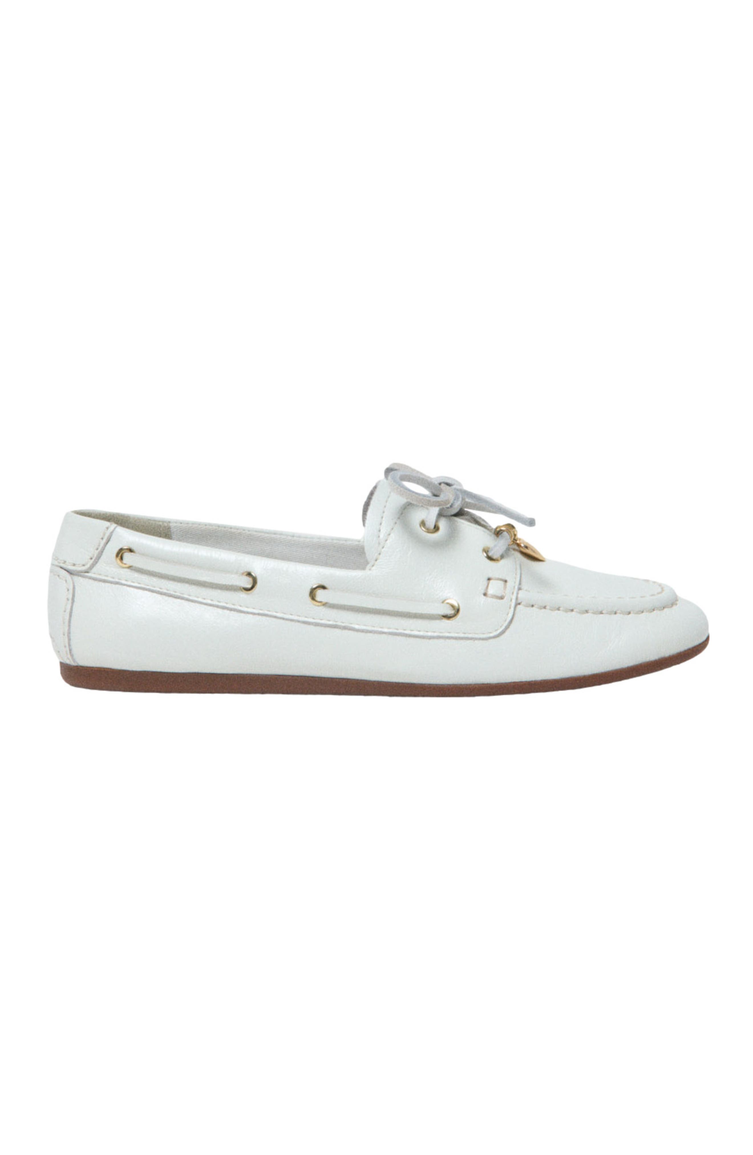 maje Leather boat shoes, Main, color, White