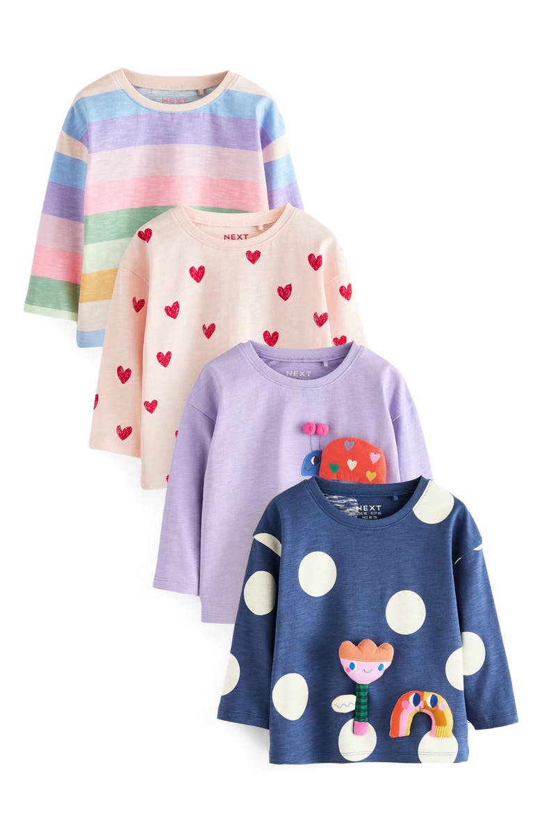 NEXT Kids' 4-Pack Assorted Graphic T-Shirts, Main, color, Purple