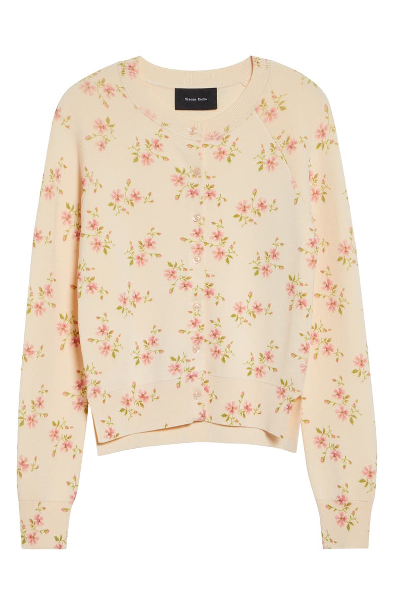 Simone Rocha Shrunken Tiny Flower Cardigan, Main, color, Cream Floral