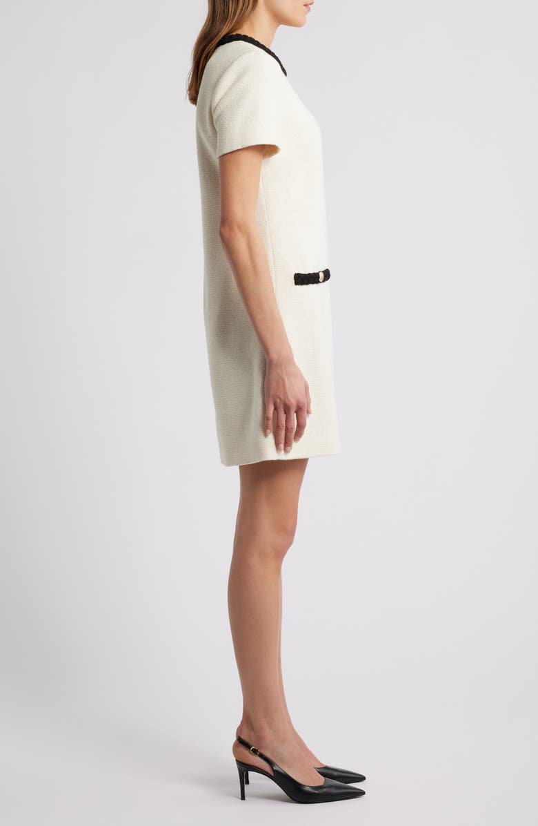CeCe Short Sleeve Tweed Minidress, Alternate, color, White Winter