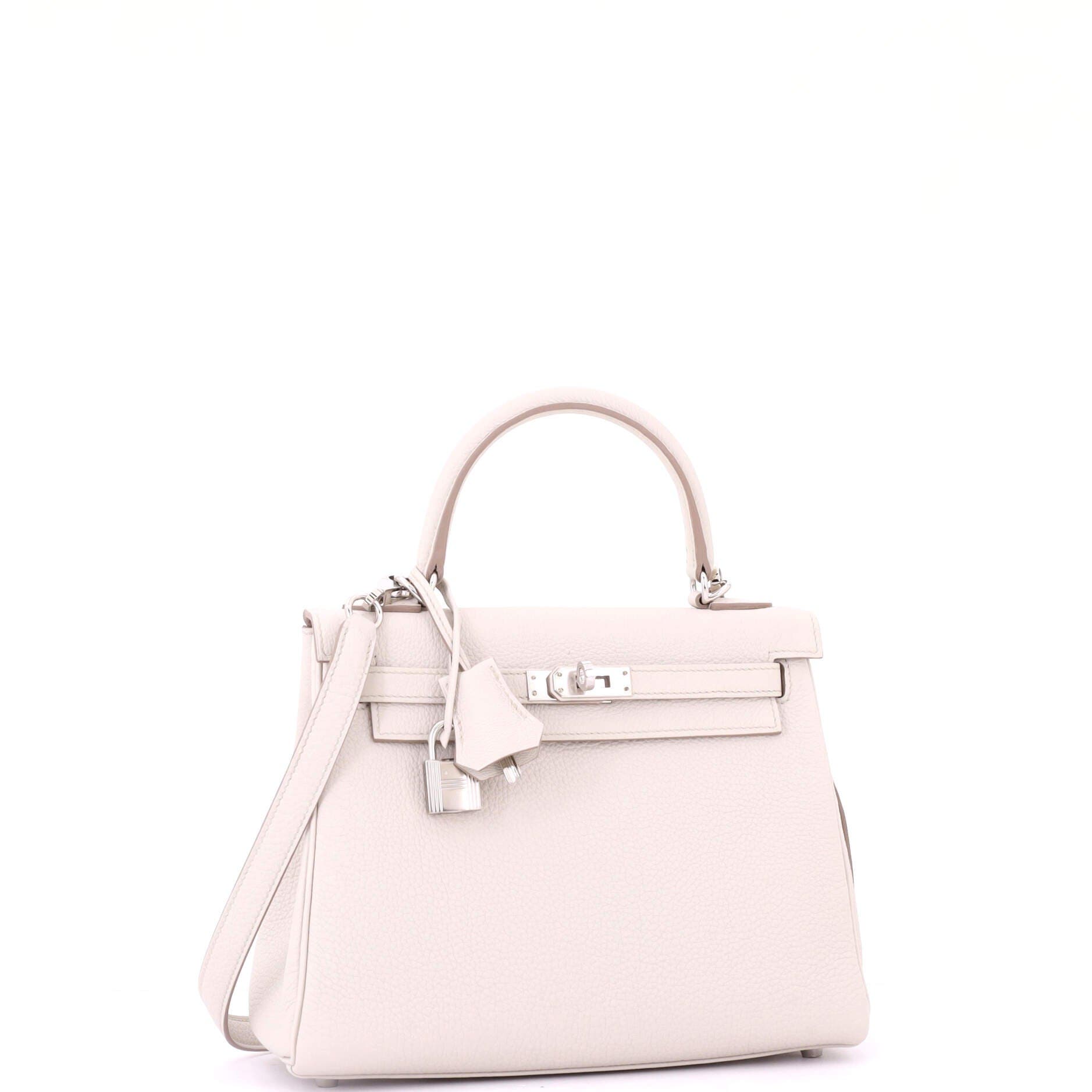 Pre-Owned Hermes Kelly Handbag Light Togo with Palladium Hardware 25, Alternate, color, Beton