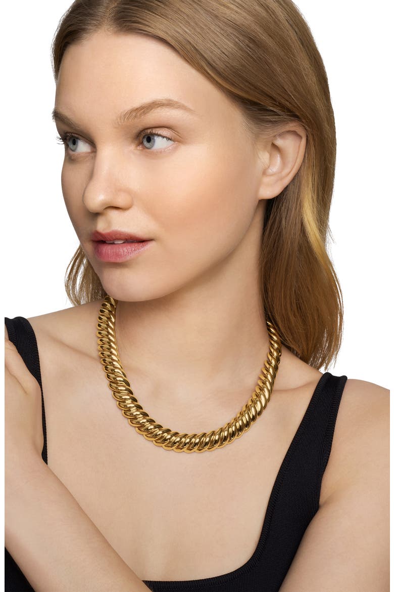 Sculpted Cable Necklace in 18K Yellow Gold, 14mm, Alternate, color, 18K YELLOW GOLD