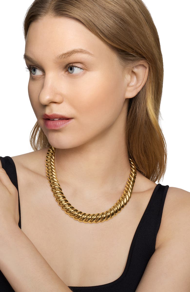 David Yurman Sculpted Cable Necklace in 18K Yellow Gold, 14mm, Alternate, color, 18K Yellow Gold
