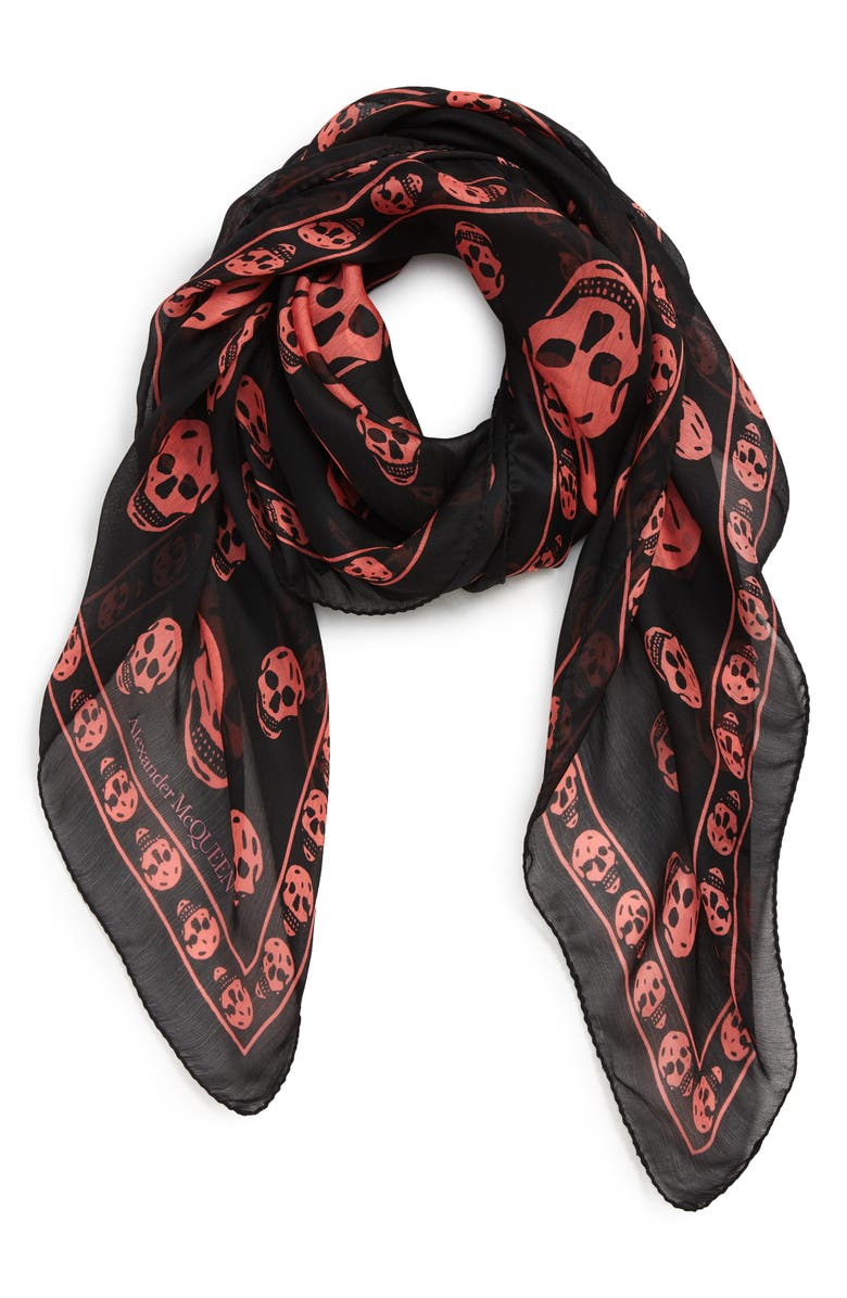 McQueen Alexander McQueen Skull Silk Scarf, Alternate, color,
