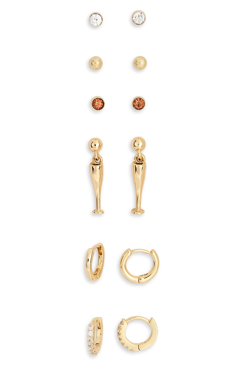 6-Pack Sparkling Wine Assorted Earrings Set, Alternate, color, BROWN MULTI- GOLD