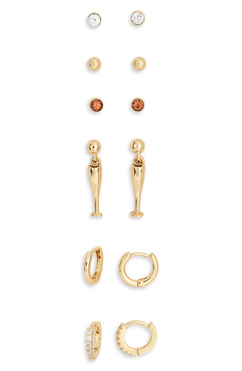 Leith 6-Pack Sparkling Wine Assorted Earrings Set, Alternate, color, Brown Multi- Gold