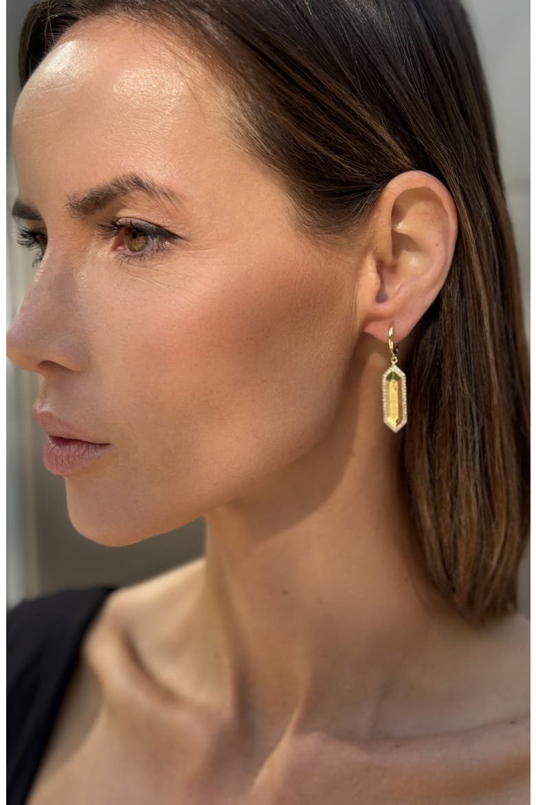 Elongated Hexagon Drop Earrings, Alternate, color, GOLD