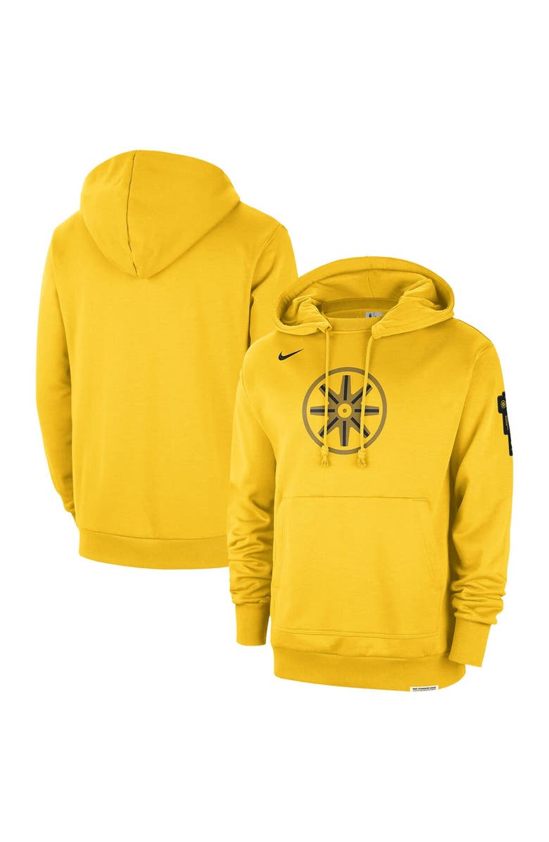 Nike Men's Nike Gold Golden State Warriors 2023/24 City Edition Courtside Standard Issue Pullover Hoodie, Main, color, 