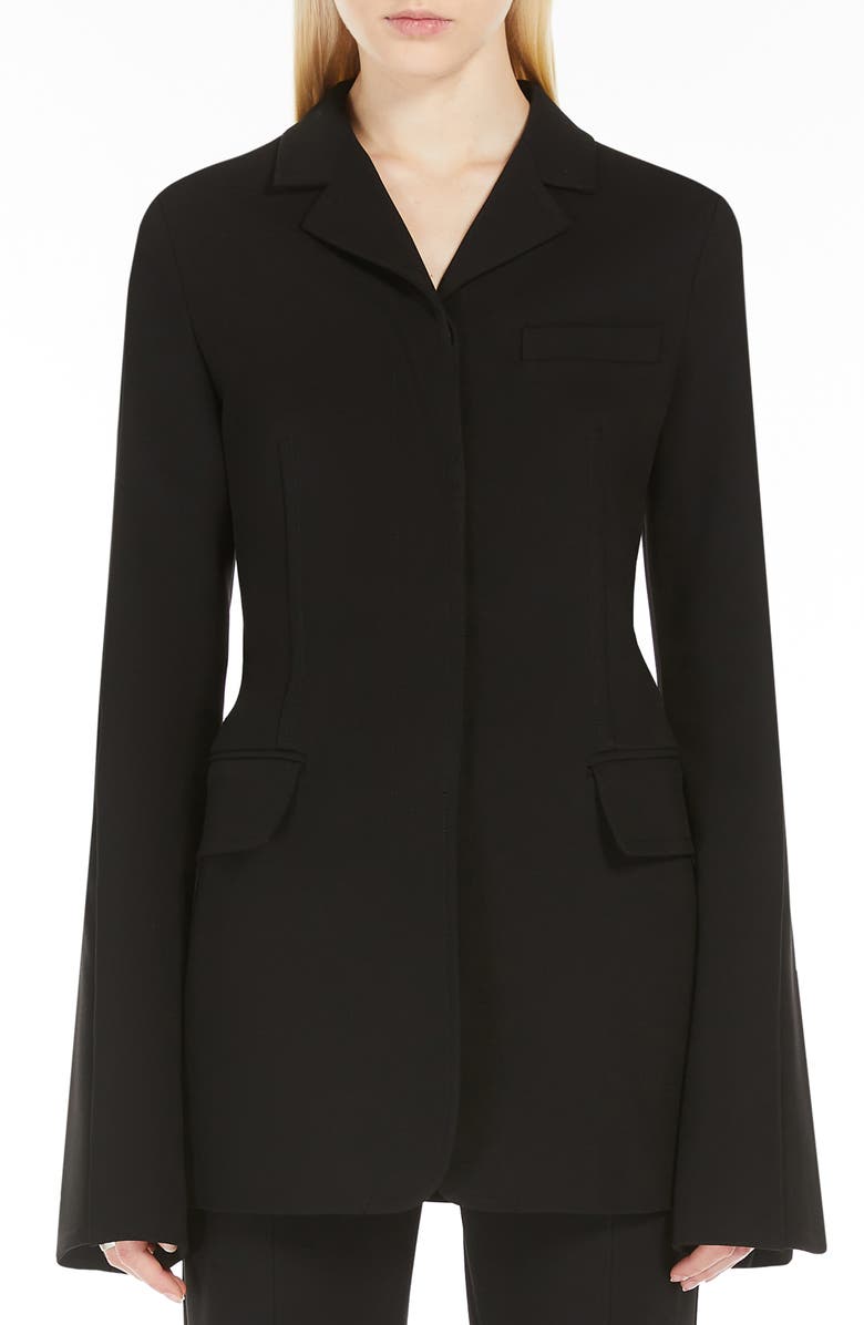 SPORTMAX Cabreo Crepe Jersey Blazer, Main, color, Black