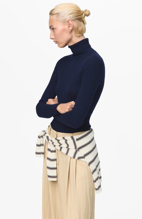 Mango Turtleneck Wool Sweater In Blue