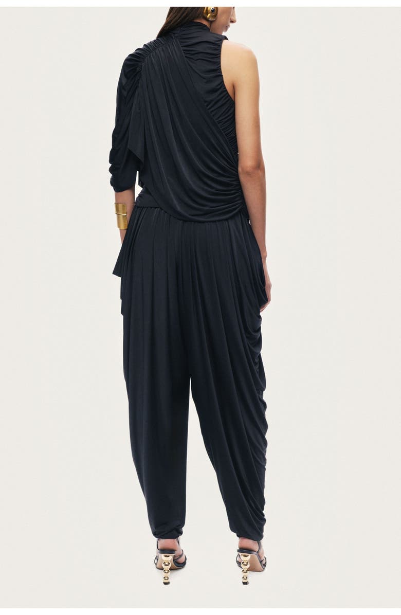 Nocturne Asymmetric Draped Blouse, Alternate, color, Black