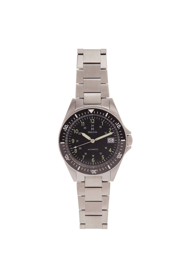 Calder Bracelet Watch w/Date, Main, color, Silver/Black