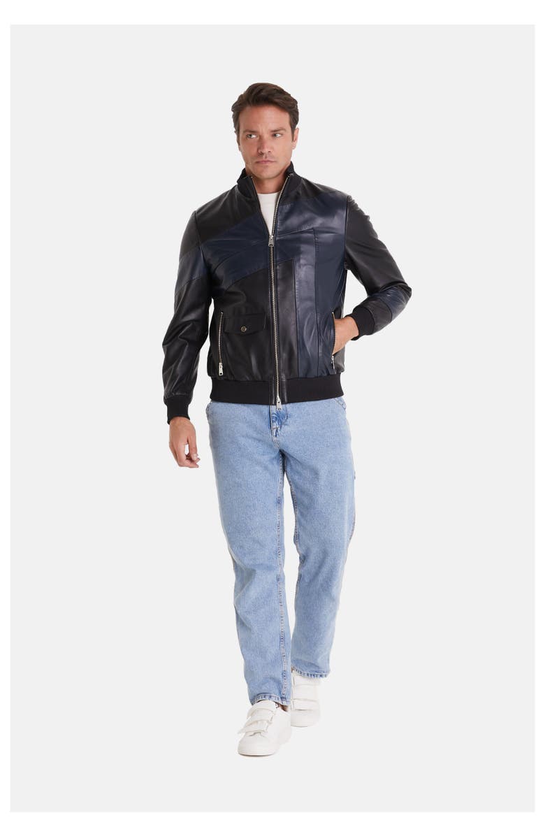 Furniq UK Matthew Leather Jacket, Alternate, color, Black